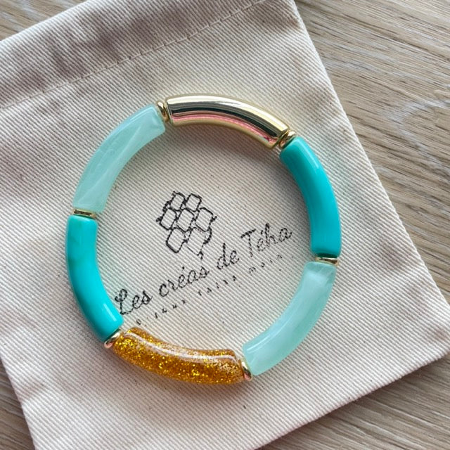 Bracelet élastique tendance perles incurvées modèle Ata