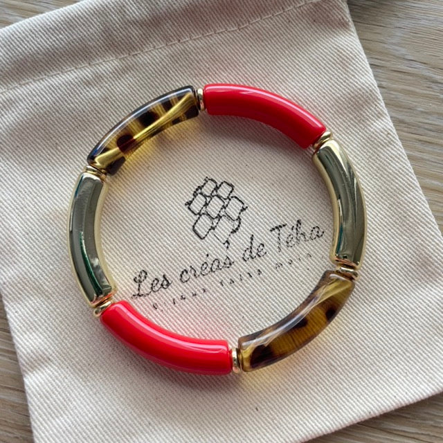 Bracelet élastique tendance perles incurvées modèle Ata