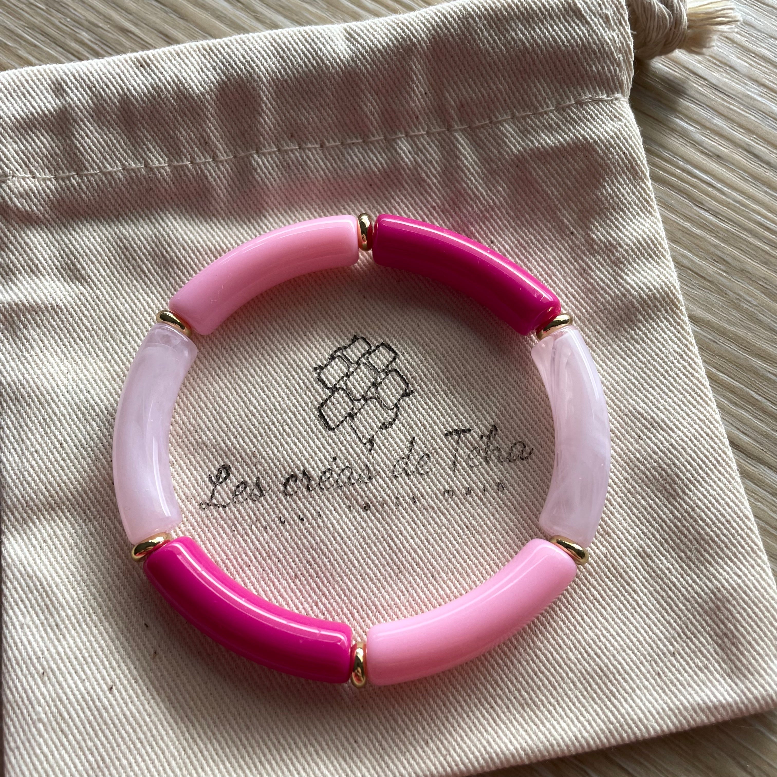 Bracelet élastique tendance perles incurvées modèle Ata