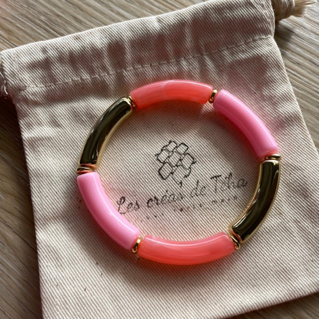 Bracelet élastique tendance perles incurvées modèle Ata