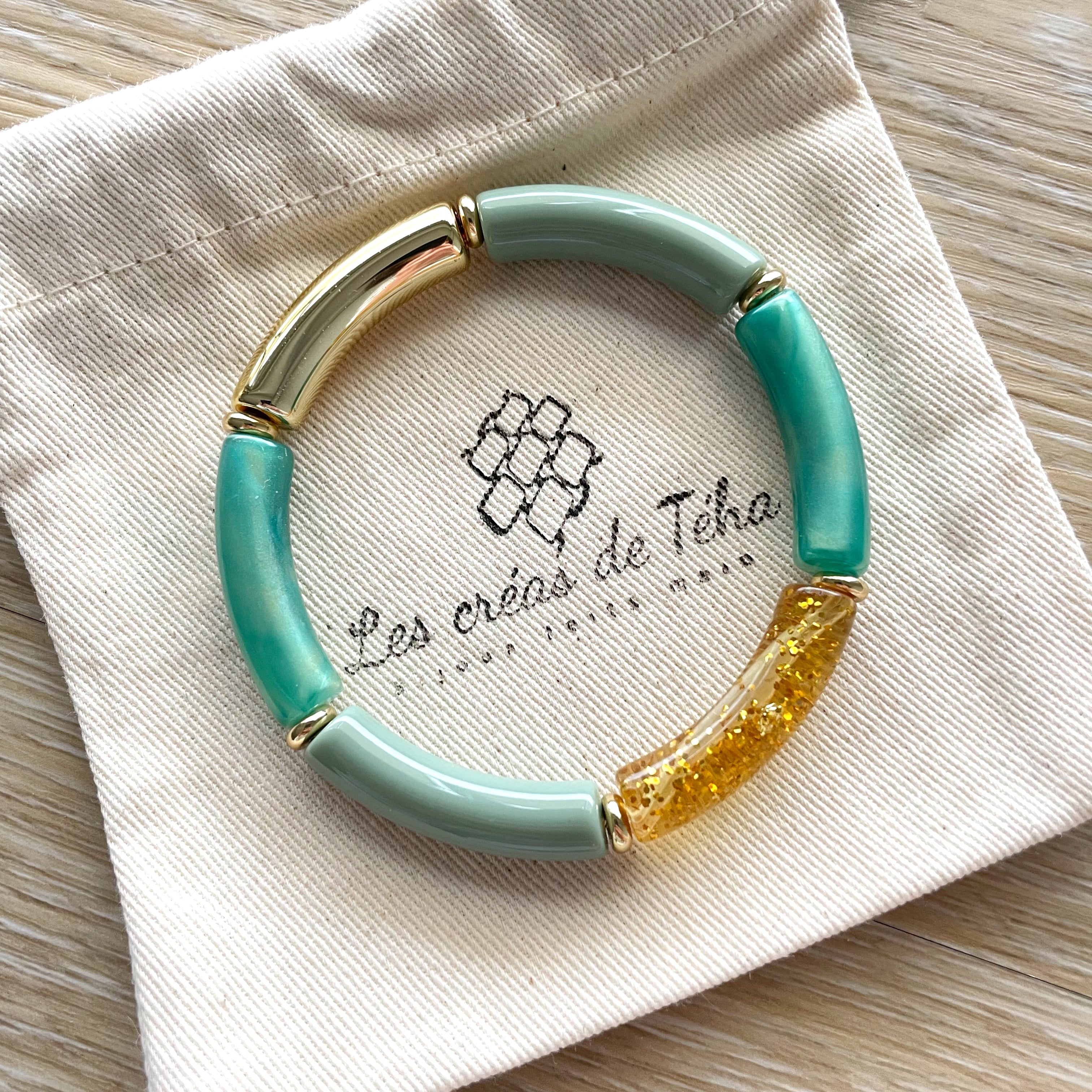 Bracelet élastique tendance perles incurvées modèle Ata
