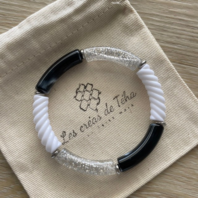 Bracelet élastique tendance perles incurvées modèle Ata