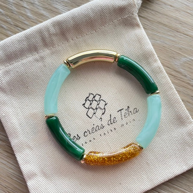 Bracelet élastique tendance perles incurvées modèle Ata
