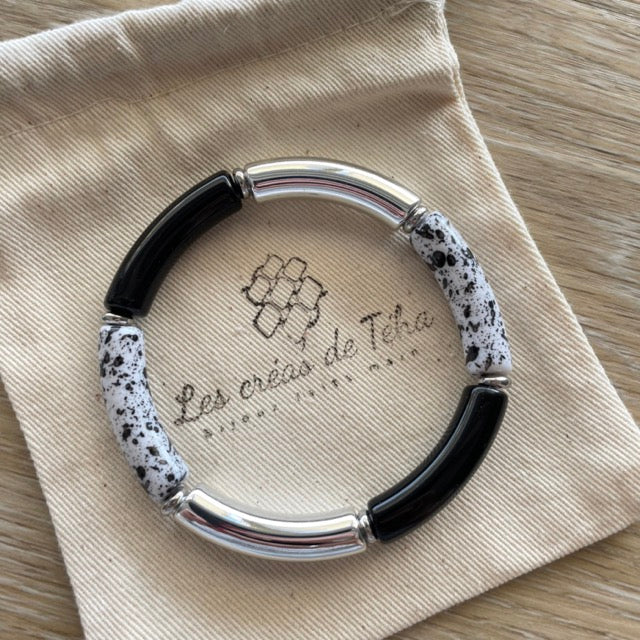 Bracelet élastique tendance perles incurvées modèle Ata