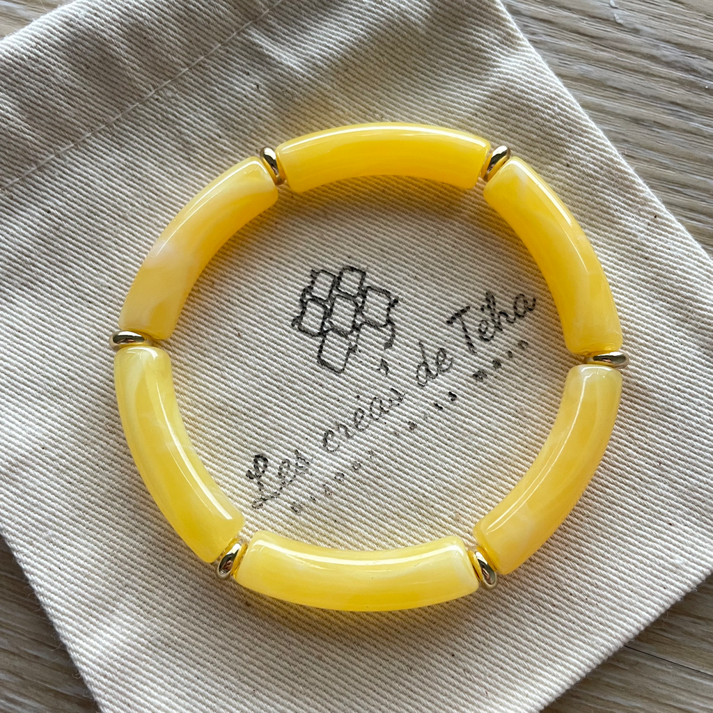 Bracelet élastique tendance perles incurvées modèle Ata