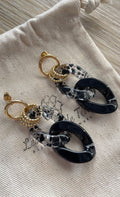 Boucles d'oreilles en grosses mailles noires modèle Ohea