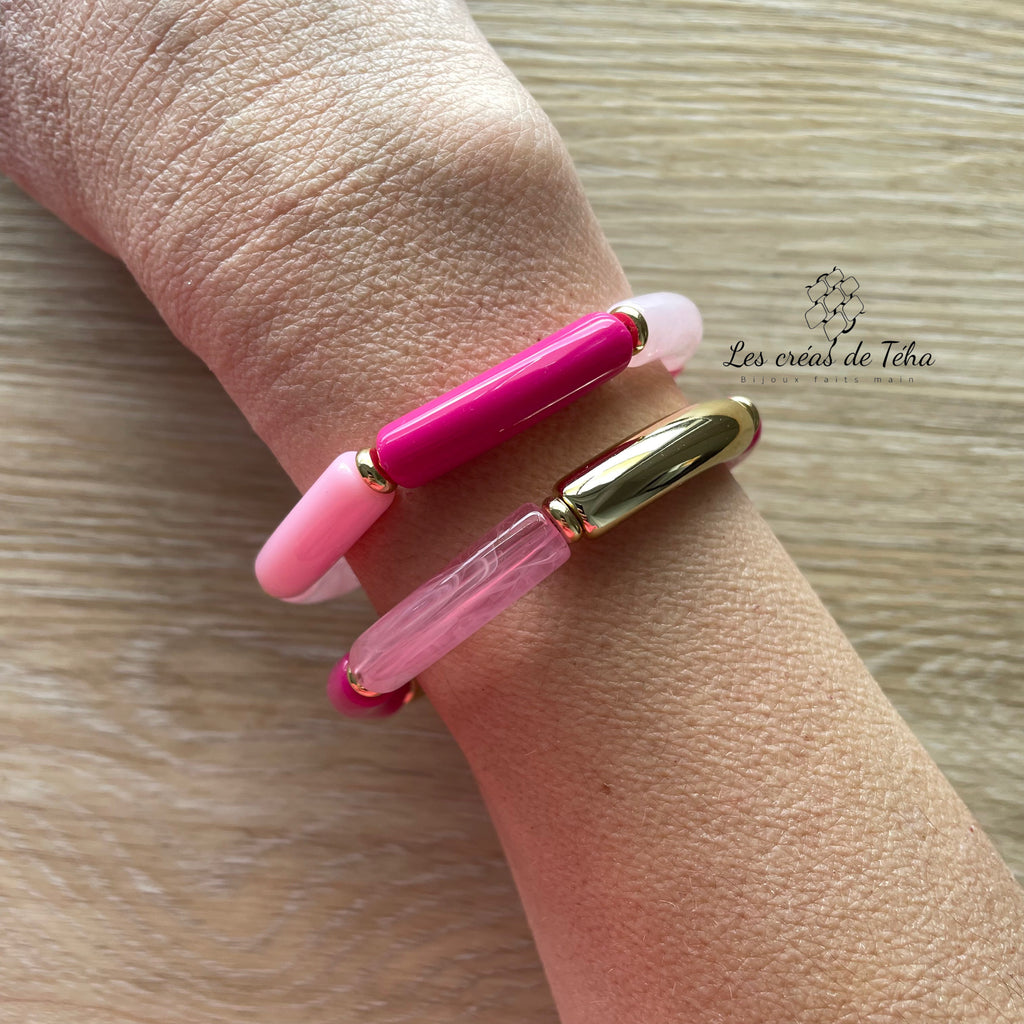 Bracelet élastique tendance perles incurvées modèle Ata