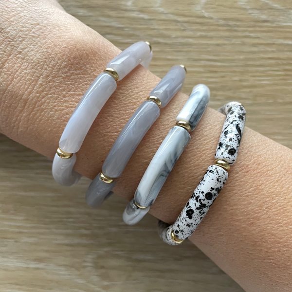 Bracelet élastique tendance perles incurvées modèle Ata