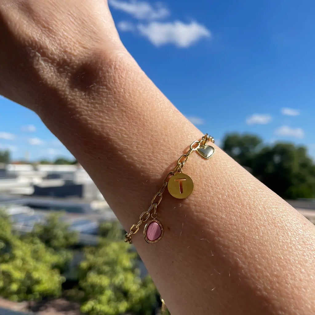 Bracelet personnalisable et réglable en acier inoxydable doré modèle Alma