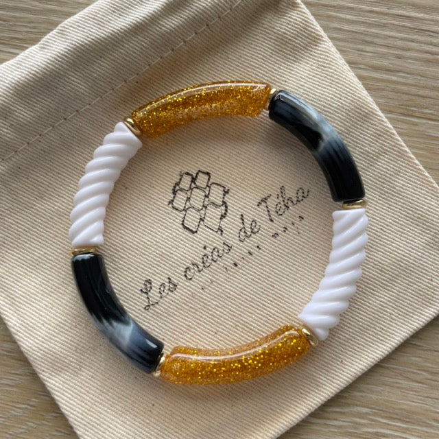 Bracelet élastique tendance perles incurvées modèle Ata