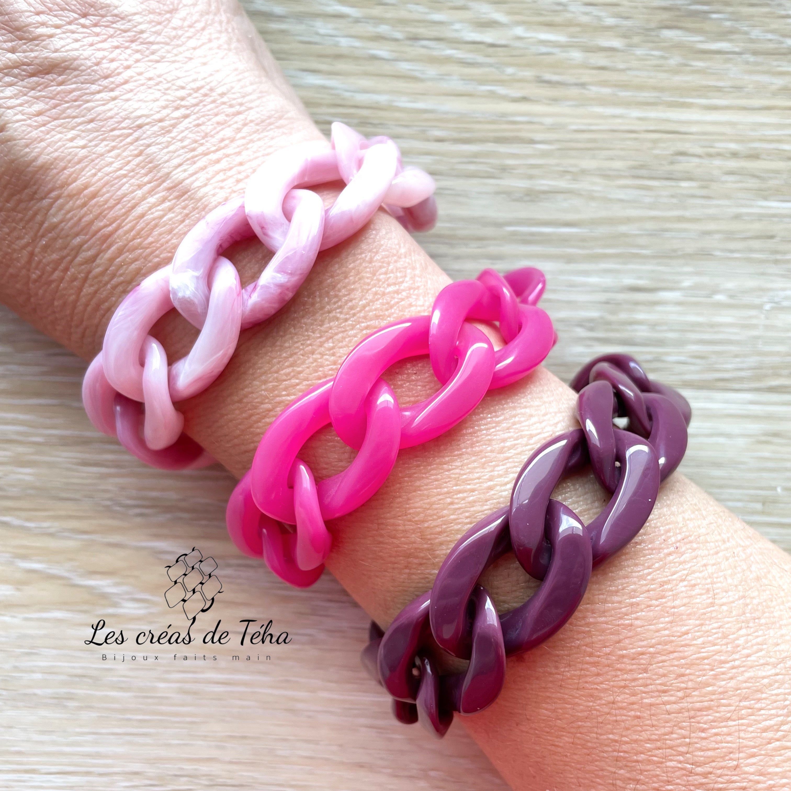 Bracelet tendance grosses mailles, fermoir en acier inoxydable modèle Ohea