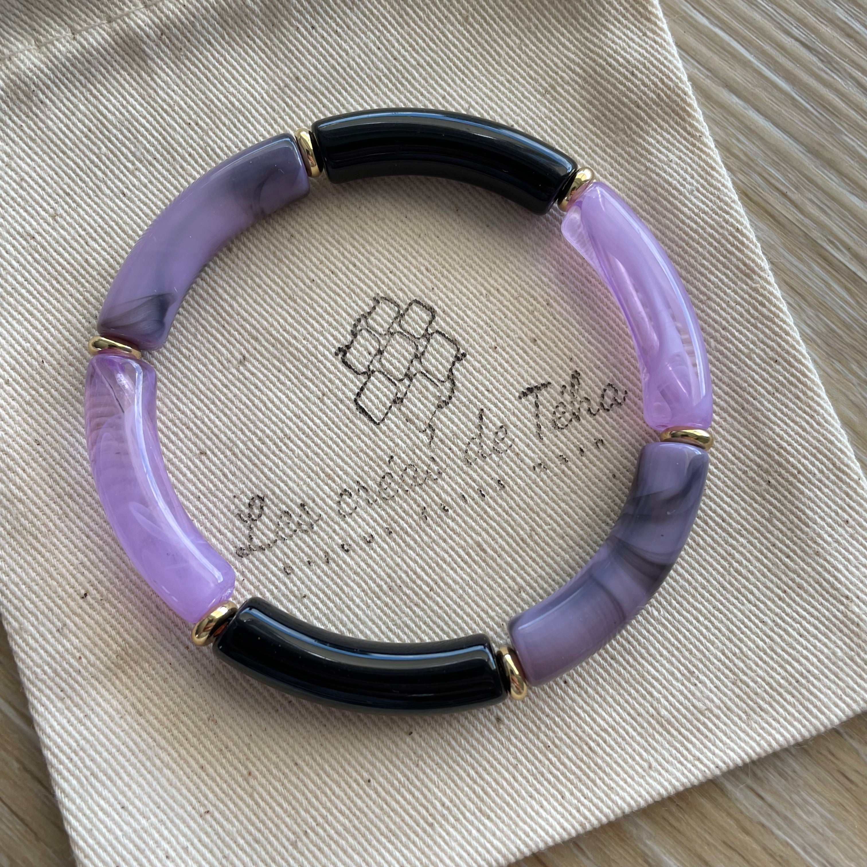 Bracelet élastique tendance perles incurvées modèle Ata
