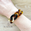 Bracelet tendance grosses mailles noir ambre et doré modèle Ohea