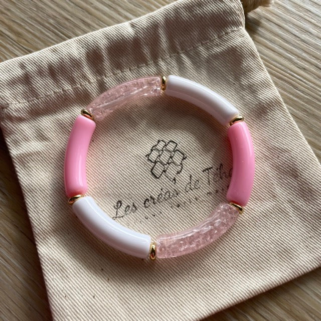 Bracelet élastique tendance perles incurvées modèle Ata