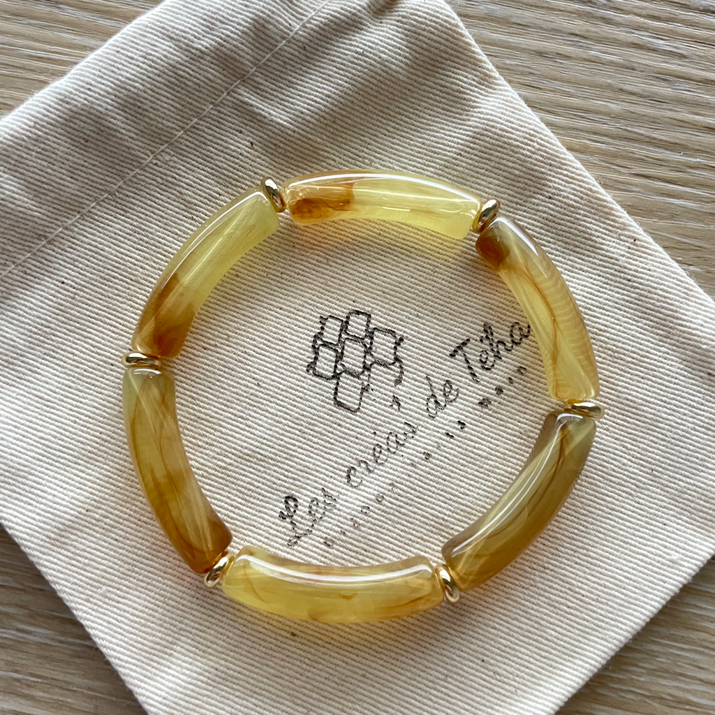 Bracelet élastique tendance perles incurvées modèle Ata