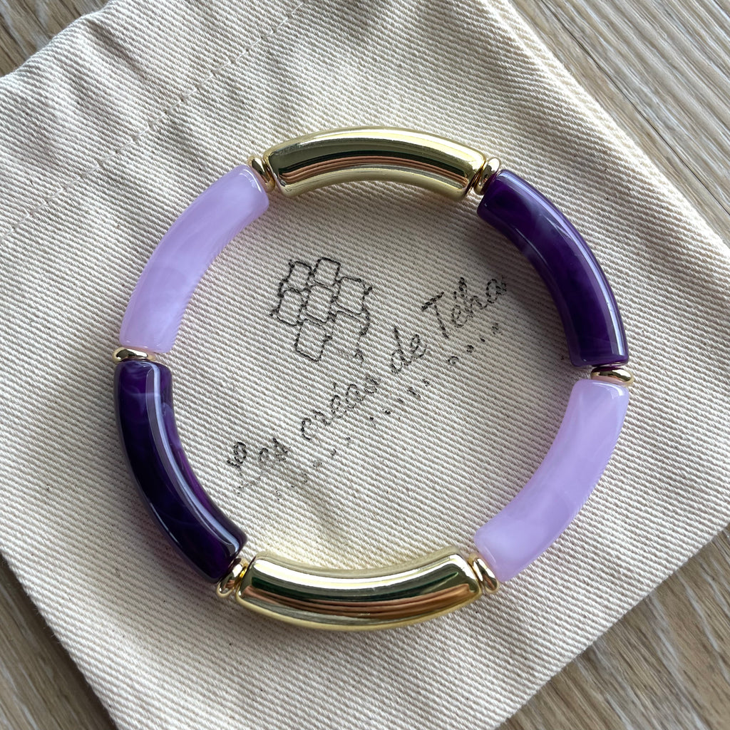Bracelet élastique tendance perles incurvées modèle Ata