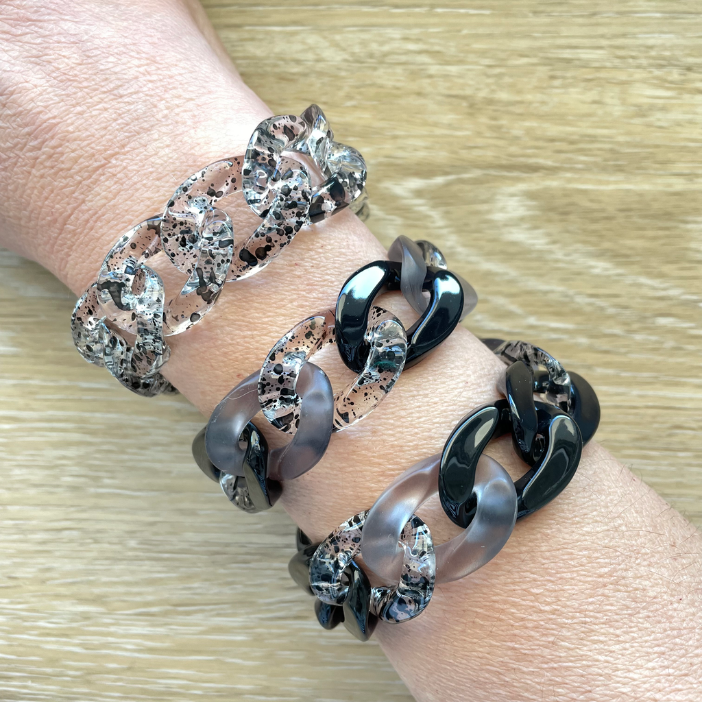 Bracelet tendance grosses mailles noir et doré modèle Ohea