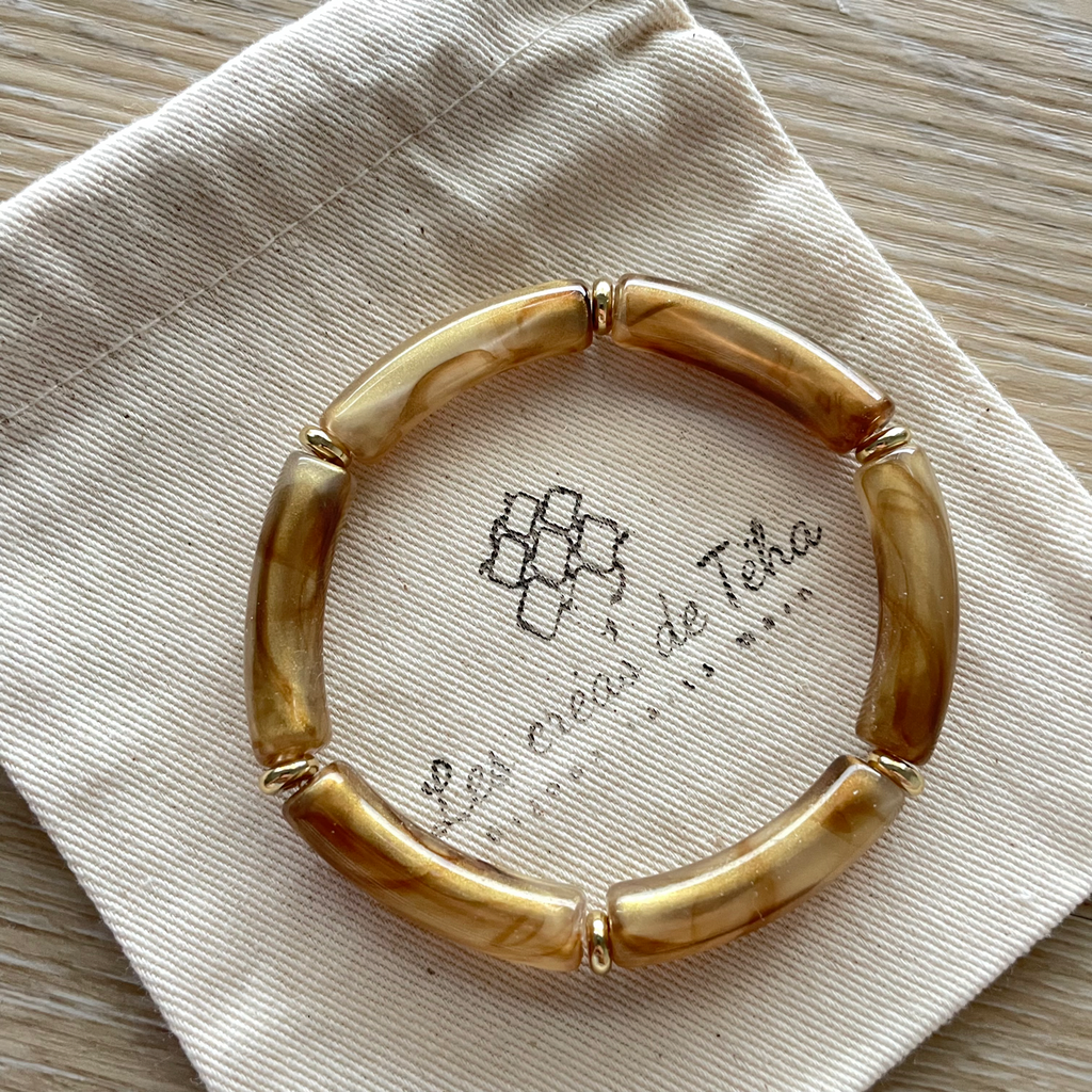 Bracelet élastique tendance perles incurvées modèle Ata