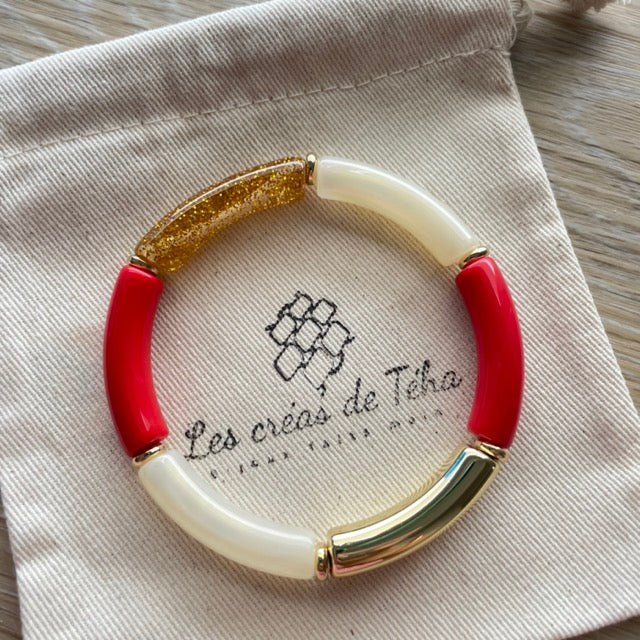 Bracelet élastique tendance perles incurvées modèle Ata