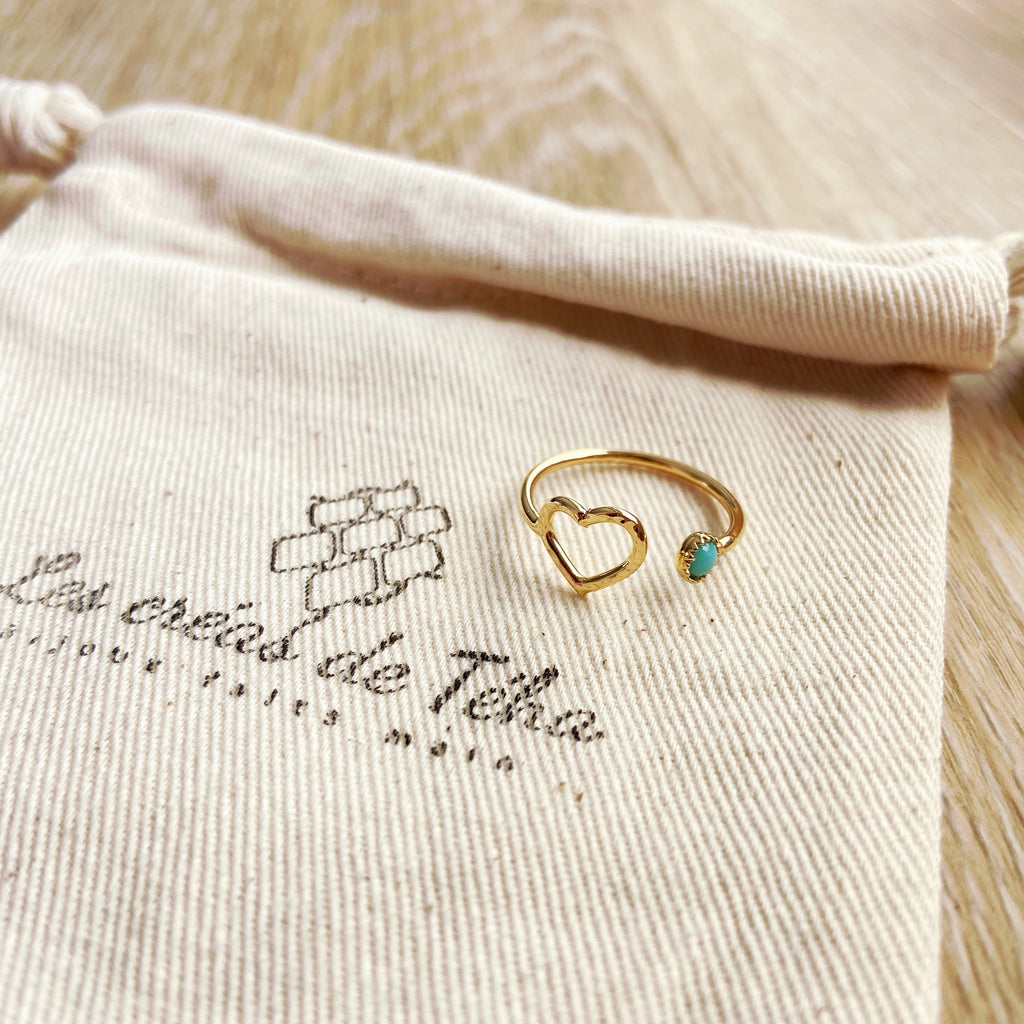 Bague réglable coeur en plaqué or modèle Heart
