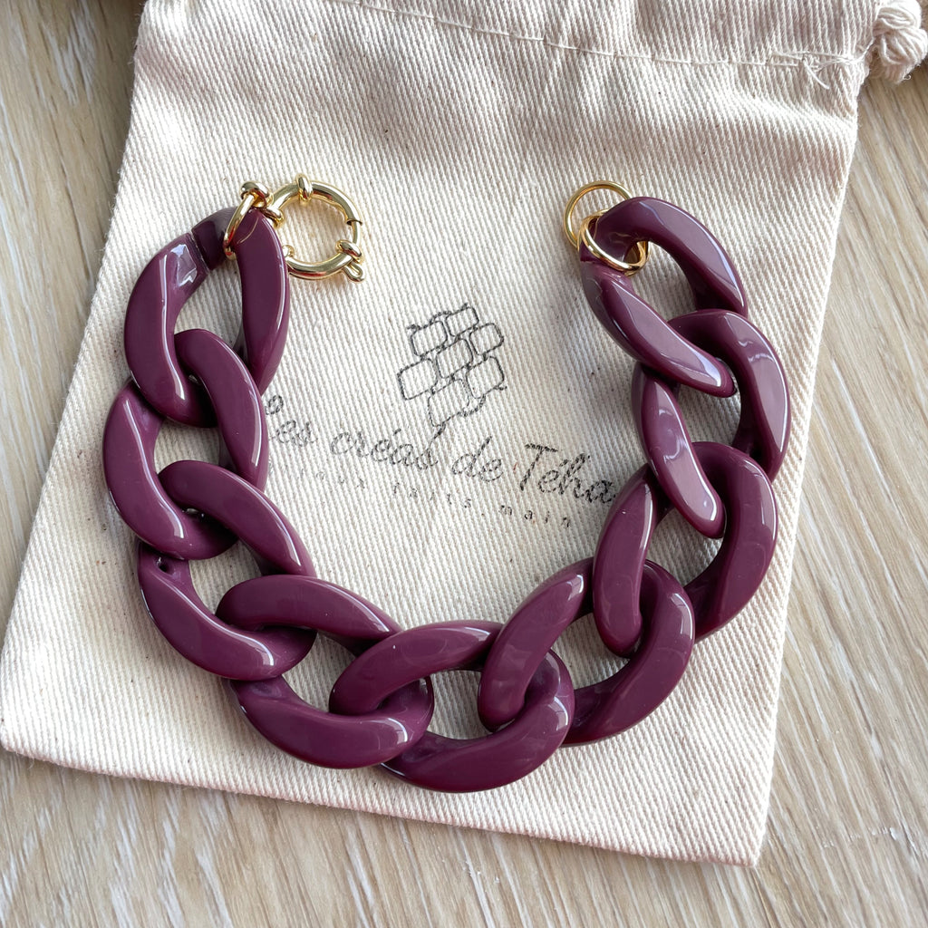 Bracelet tendance grosses mailles, fermoir en acier inoxydable modèle Ohea