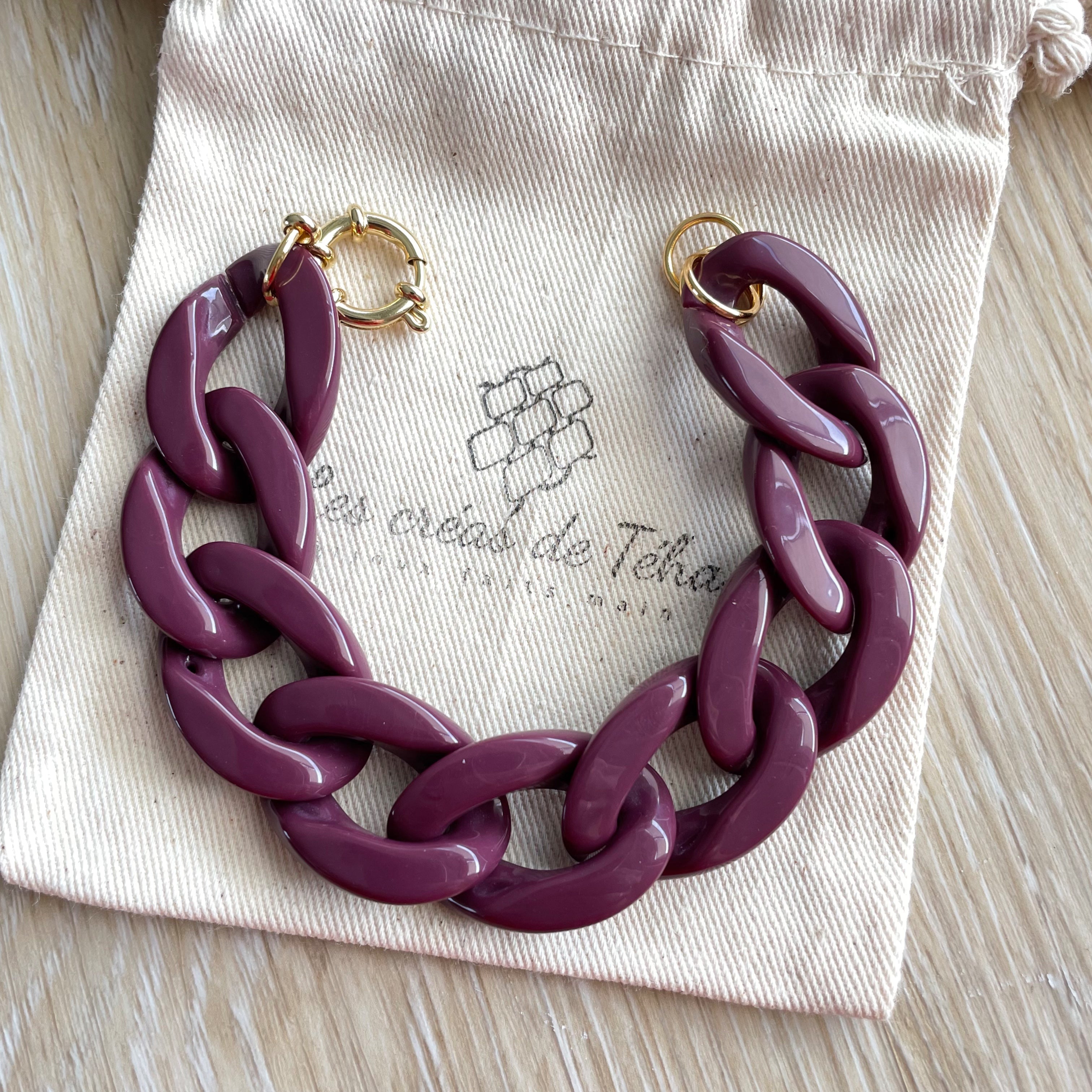 Bracelet tendance grosses mailles, fermoir en acier inoxydable modèle Ohea