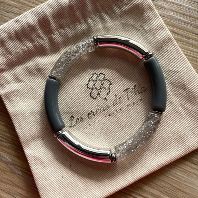 Bracelet élastique tendance perles incurvées modèle Ata