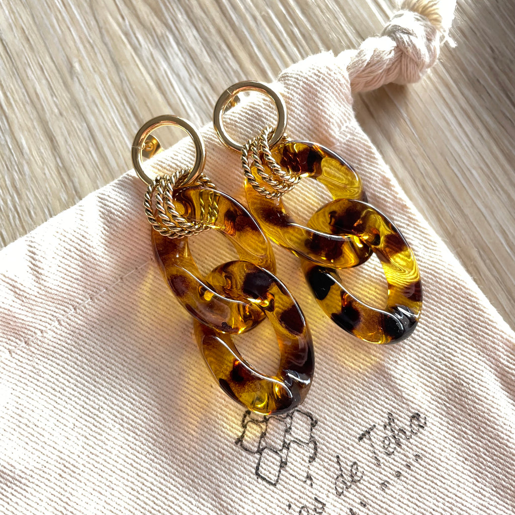 Boucles d'oreilles en grosses mailles modèle Ohea