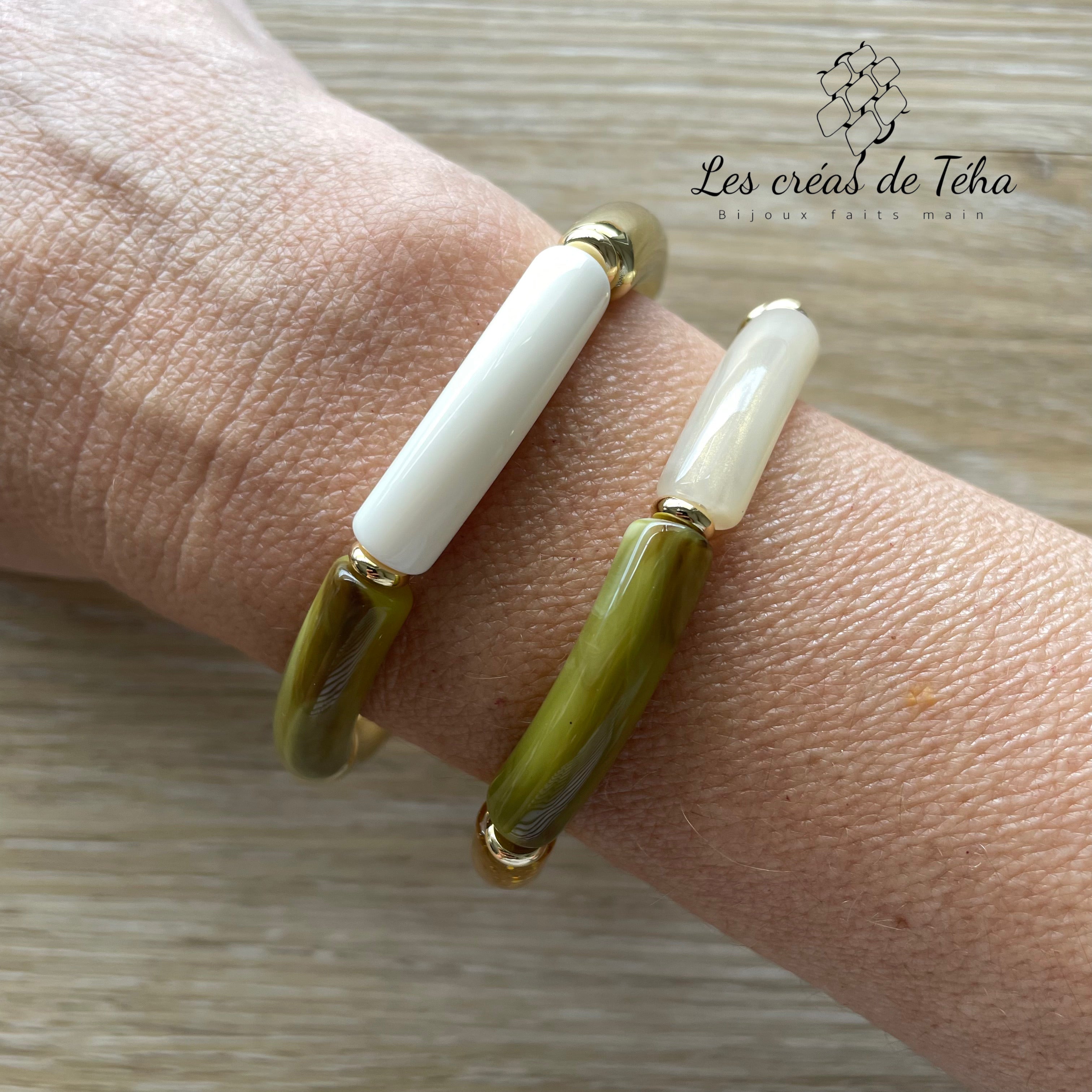Bracelet élastique tendance perles incurvées modèle Ata