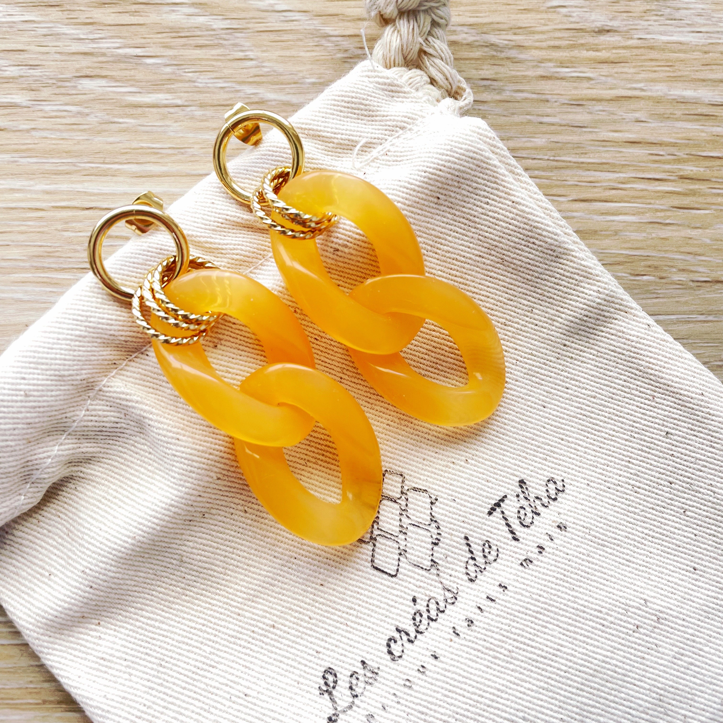 Boucles d’oreilles tendance en grosses mailles modèle Ohéa