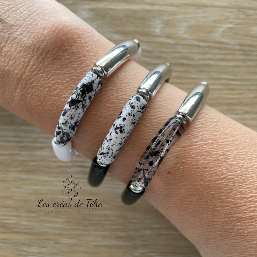 Bracelet élastique tendance perles incurvées modèle Ata