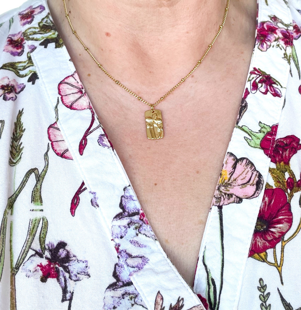 Collier en acier inoxydable et plaqué or  modèle Printemps
