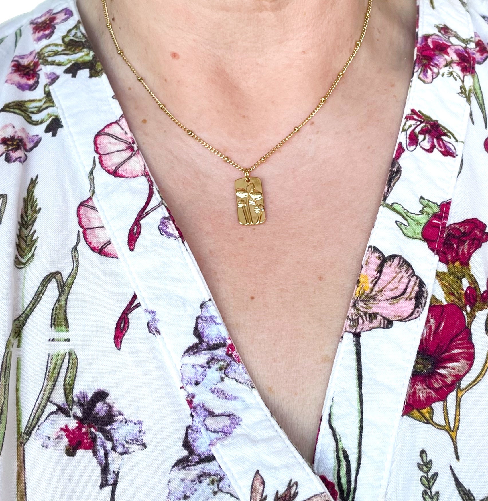 Collier en acier inoxydable et plaqué or  modèle Printemps