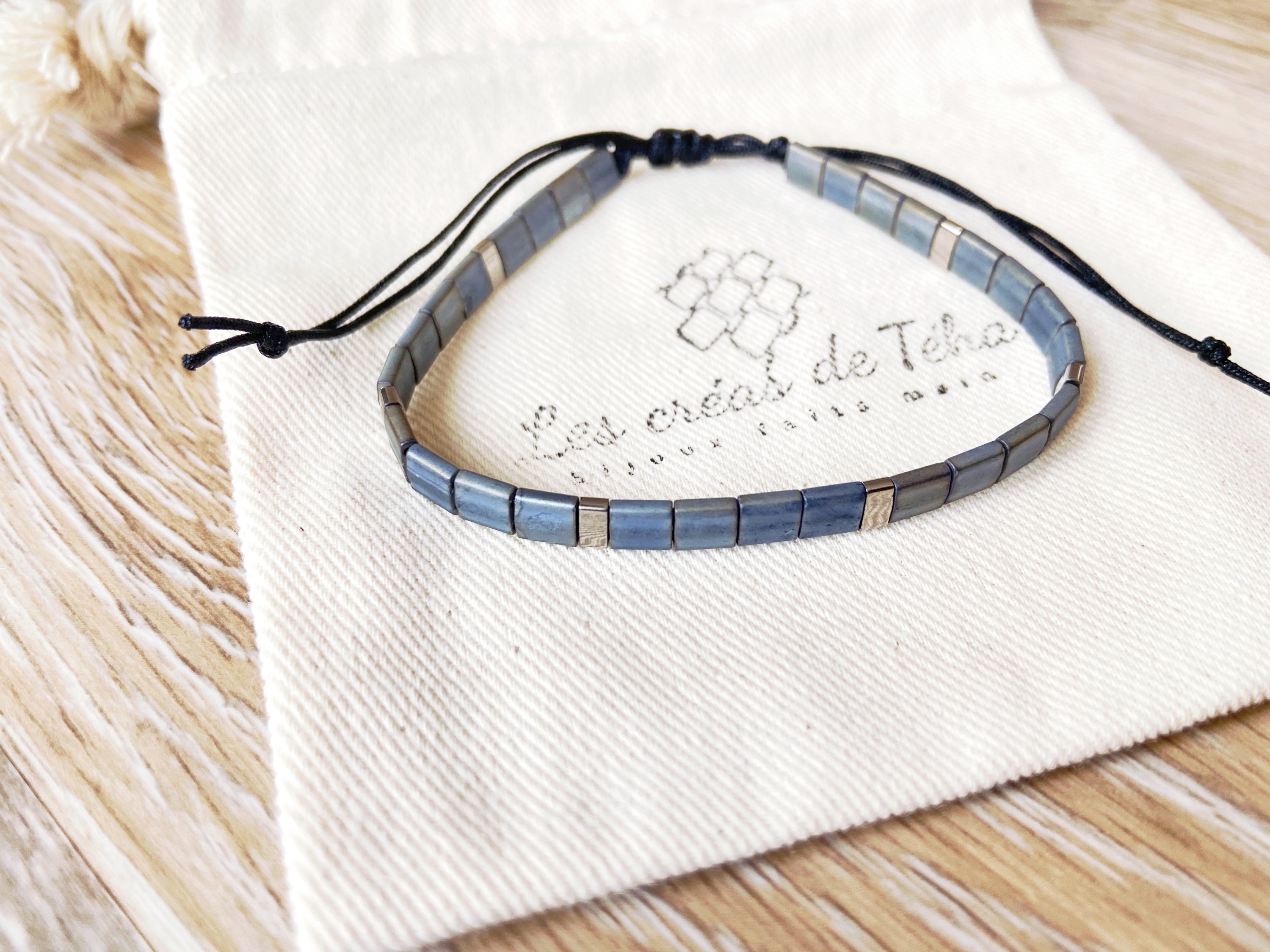 Bracelet homme modèle Huira en perles de verre et cordon
