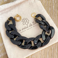 Bracelet tendance grosses mailles noir version dorée modèle Ohea