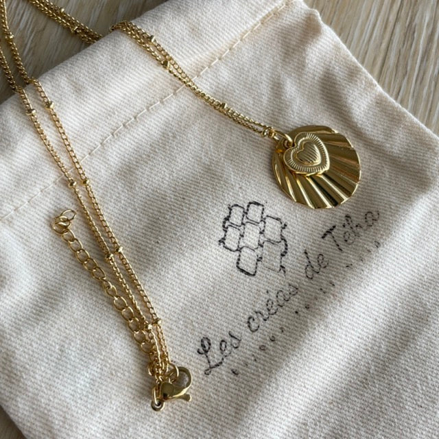 Collier en acier inoxydable  modèle Coeur solaire
