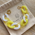 Bracelet tendance grosses mailles jaune ou vert  modèle Ohéa