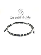 Bracelet Huira noir et argenté en perles de verre et cordon