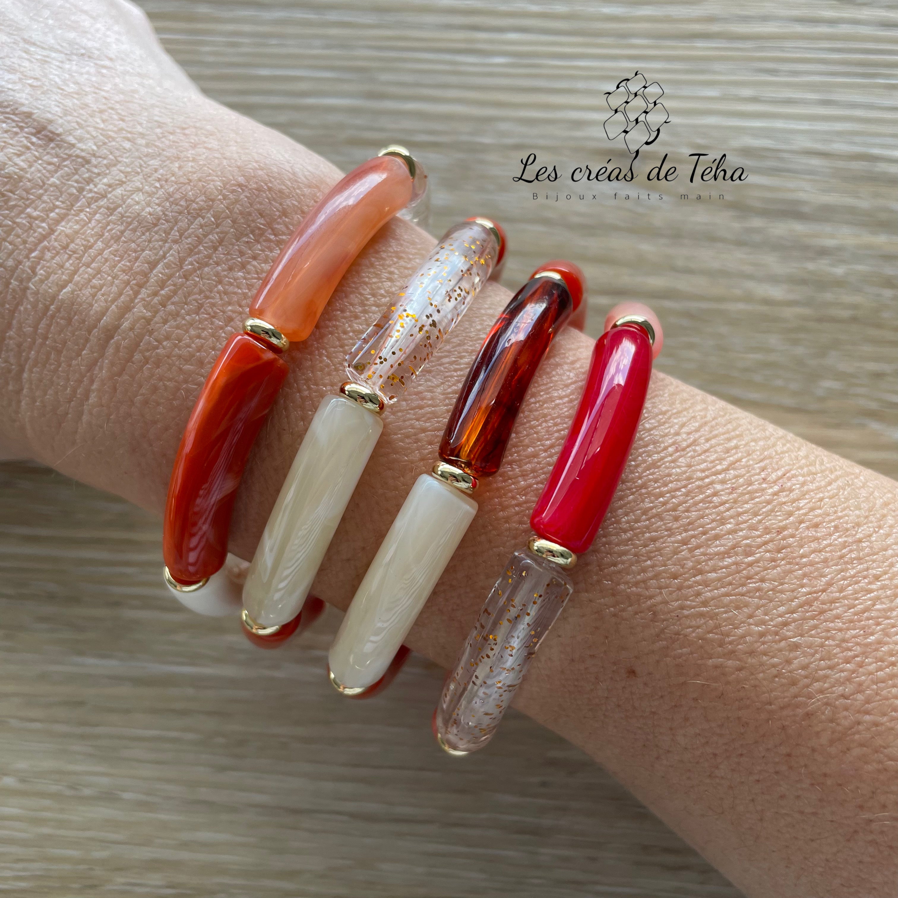 Bracelet élastique tendance perles incurvées modèle Ata