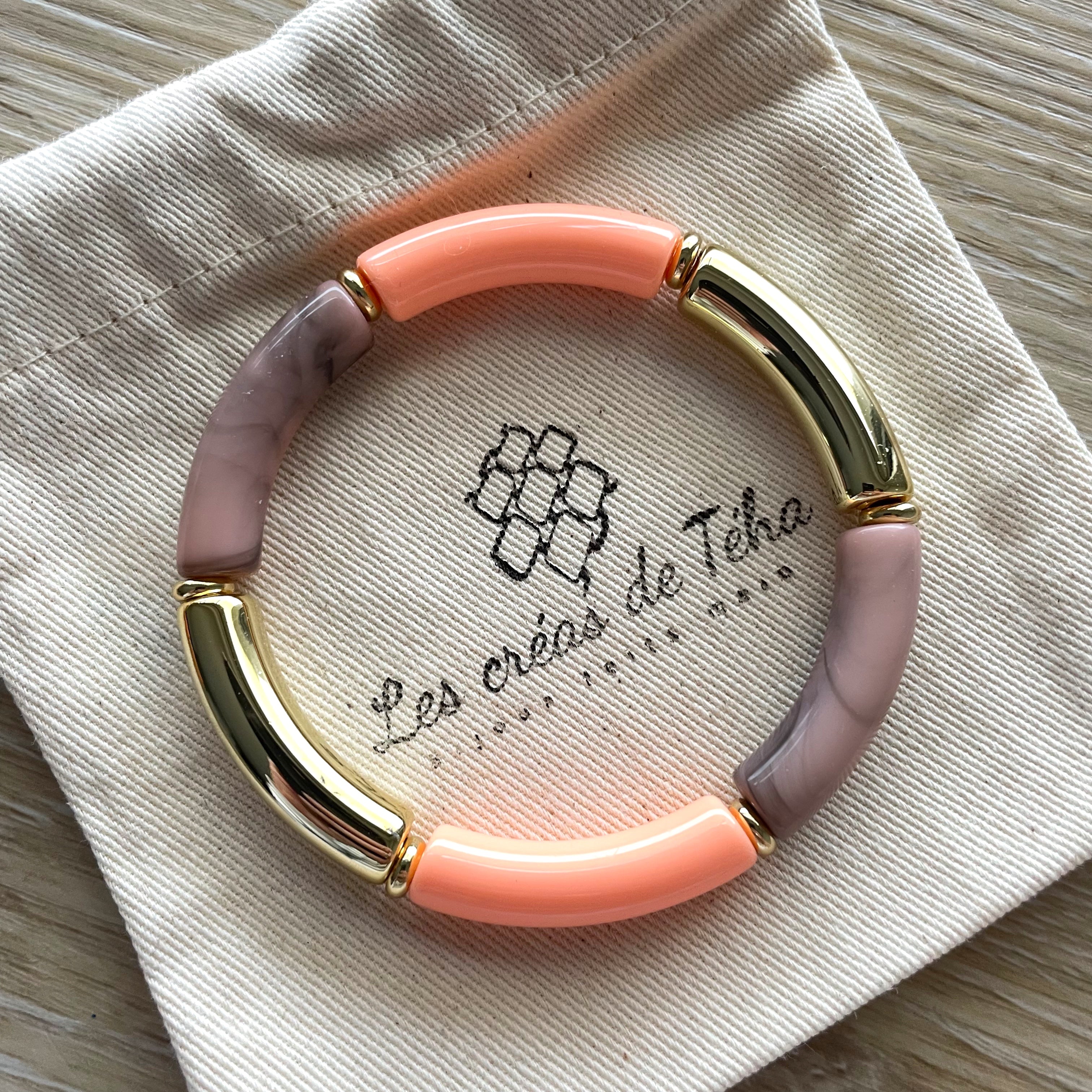 Bracelet élastique tendance perles incurvées modèle Ata