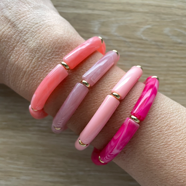 Bracelet élastique tendance perles incurvées modèle Ata