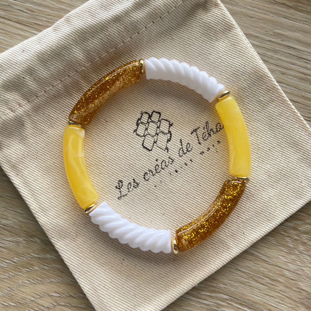 Bracelet élastique tendance perles incurvées modèle Ata