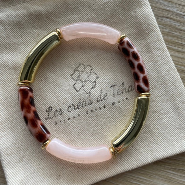 Bracelet élastique tendance perles incurvées modèle Ata