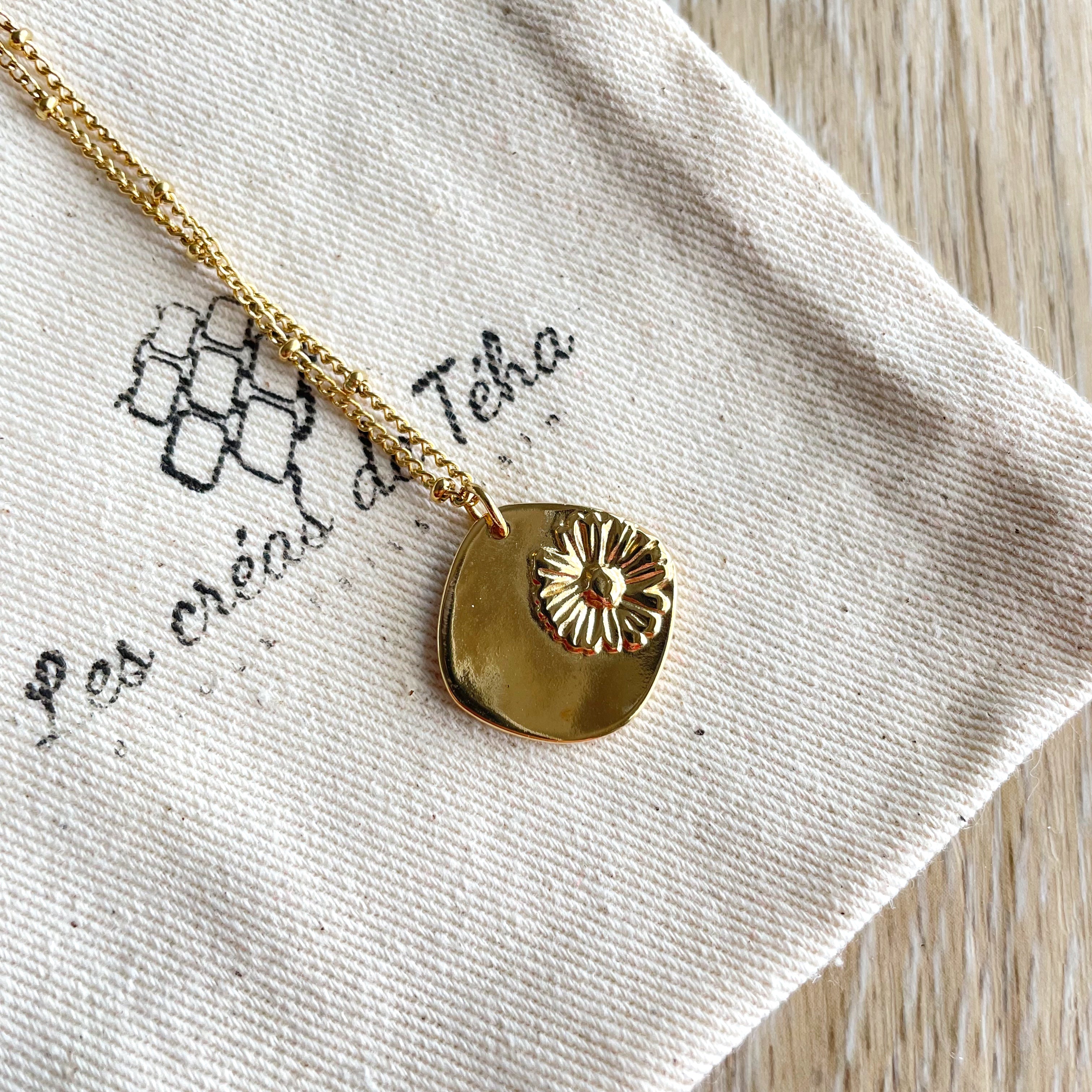 Collier en acier inoxydable et plaqué or  modèle Printemps