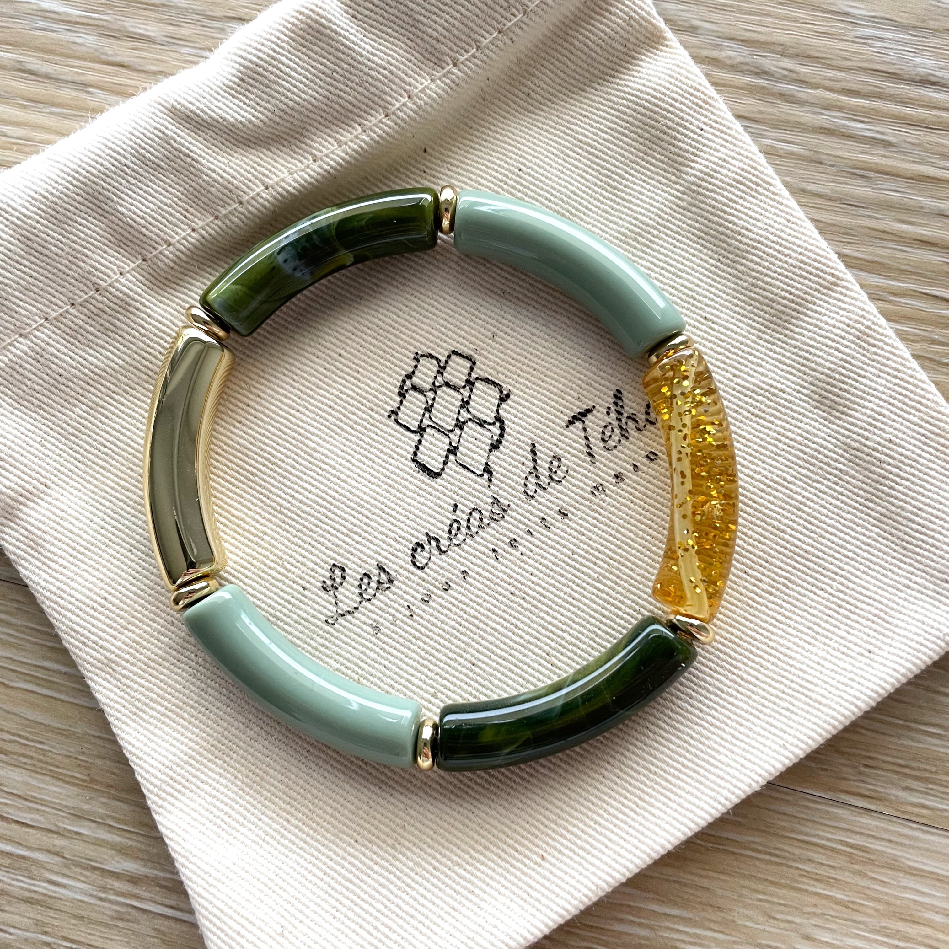 Bracelet élastique tendance perles incurvées modèle Ata