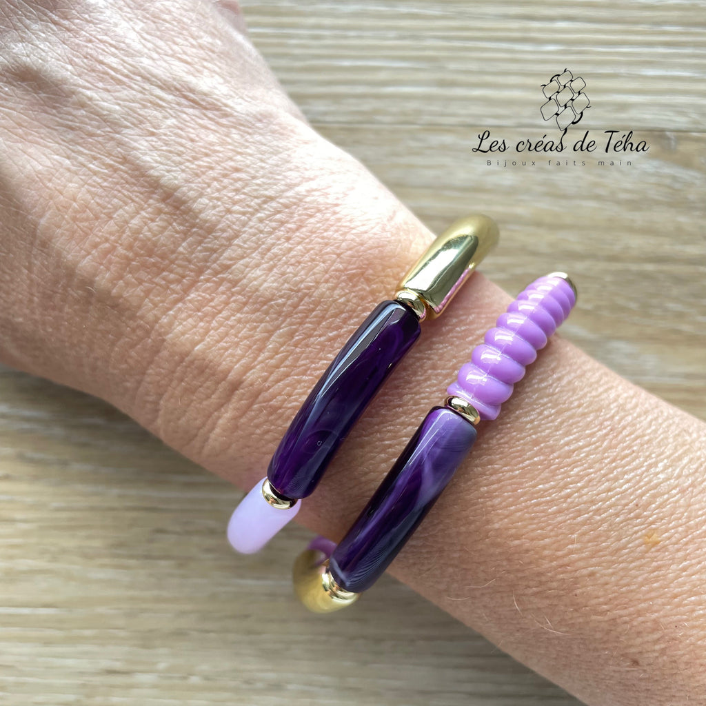 Bracelet élastique tendance perles incurvées modèle Ata