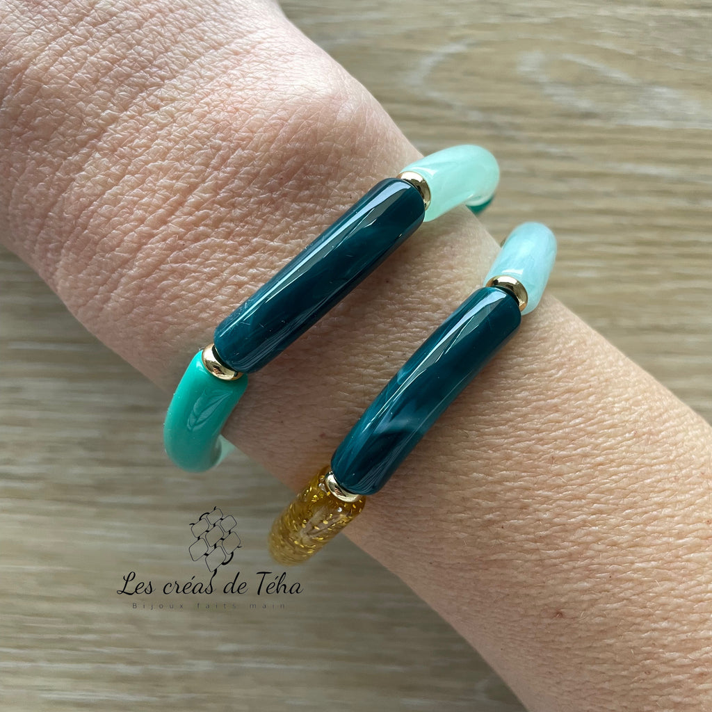 Bracelet élastique tendance perles incurvées modèle Ata