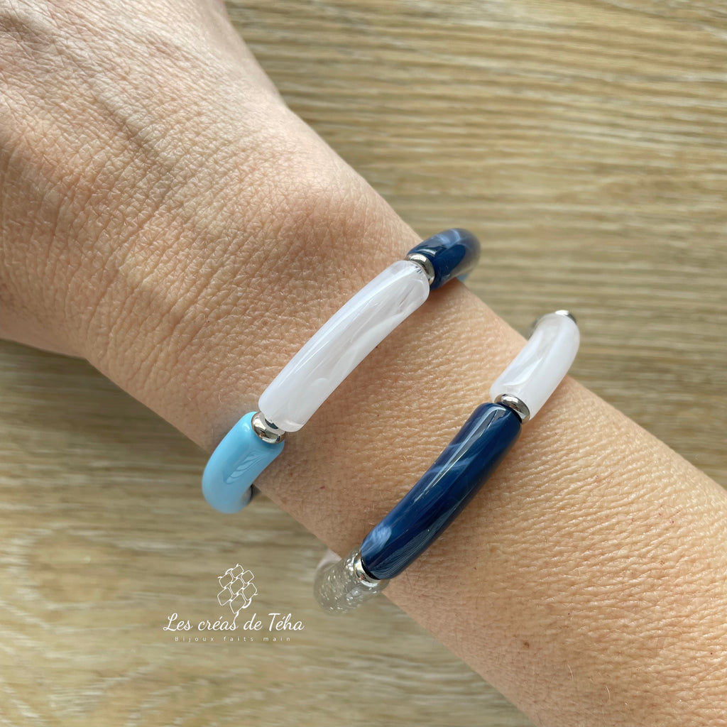 Bracelet élastique tendance perles incurvées modèle Ata
