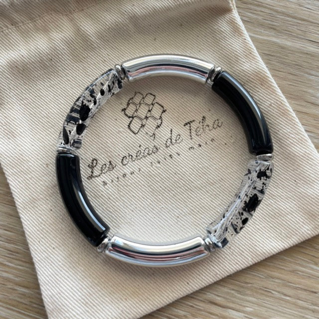 Bracelet élastique tendance perles incurvées modèle Ata