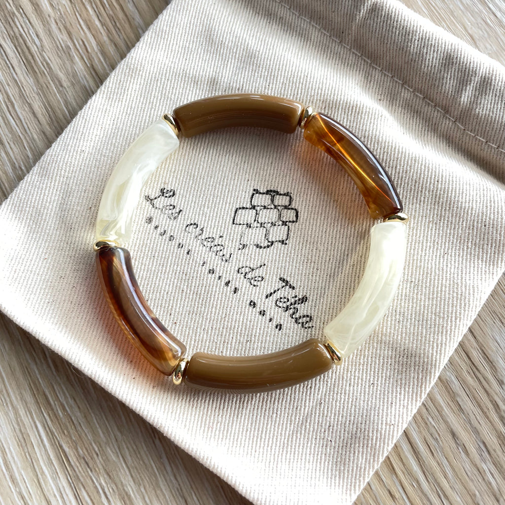 Bracelet élastique tendance perles incurvées modèle Ata